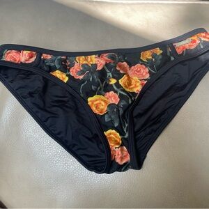Black Floral Cheeky Bikini Bottoms